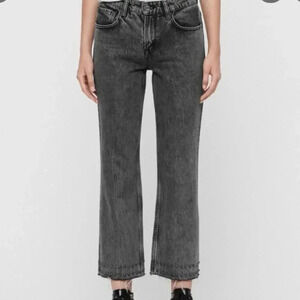 ALLSAINTS Washed Black Ava Stud Hem Crop‎ Jeans 27